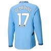 Camiseta de fútbol Manga Larga Manchester City De Bruyne 17 Primera Equipación 2024-25 - Hombre